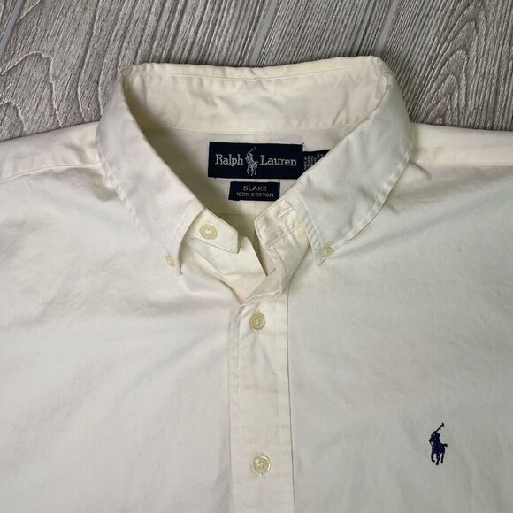 Vintage Ralph Lauren Blake Style Ivory Short Sleeve Button Up Men’s Size Large N - Picture 1 of 9
